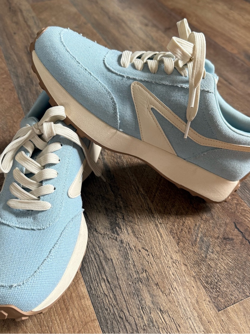 DV by Dolce Vita Light Blue and Cream Canvas Sneakers